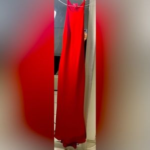 Red long ball gown